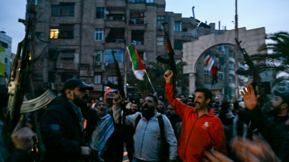 S&iacute;rios comemoram a queda do governo de Bashar al Assad