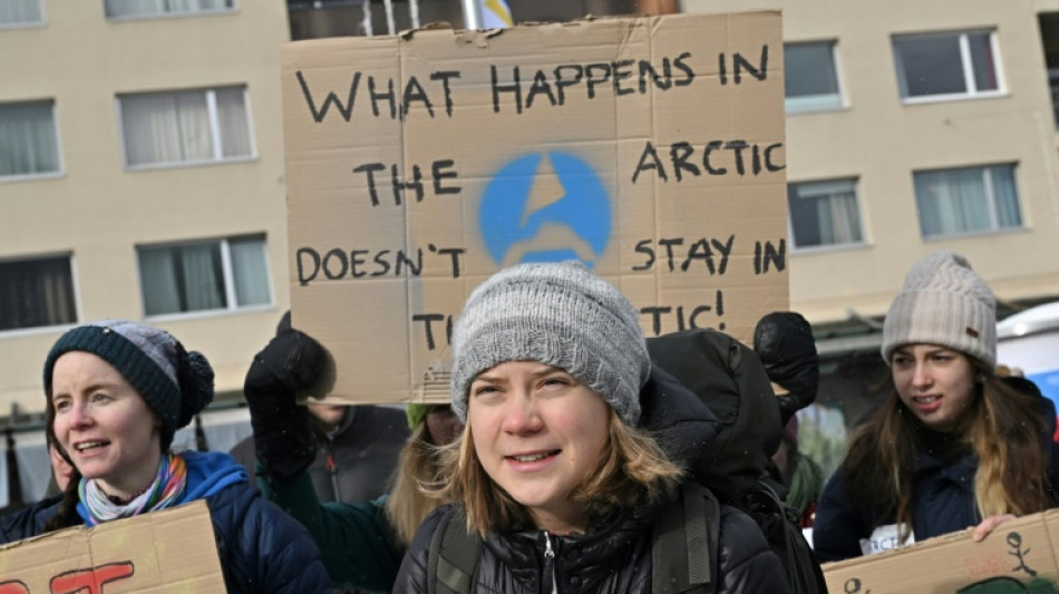 Thunberg y j&oacute;venes activistas se manifiestan en Davos por la "justicia clim&aacute;tica"