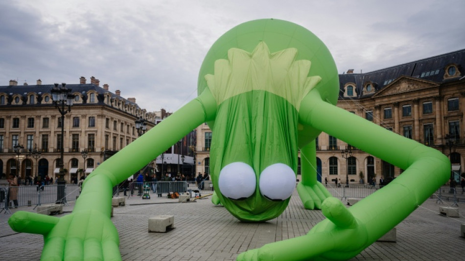 Kermit tenta tranquilizar visitantes da feira Art Basel em Paris ap&oacute;s roubo no Louvre