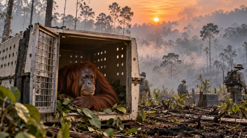 Conservation teams rescue orangutans from Indonesian wildfires
